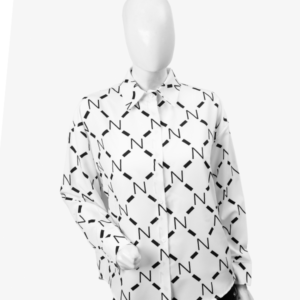 White Geometric N Pattern Shirt